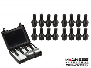 MINI Cooper Lug Bolt and Lock Set by Farad - Set of 20 - M14x1.25 - 60° Cone Seat - Black (R60/ R61 Models)